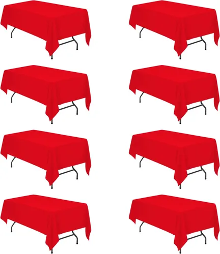 Vista 107 de BRILLMAX - Manteles para mesa rectangular de 6 pies, tela de lino de poliéster, lavable, para boda, recepción, banquete, fiesta de cumpleaños, 60 x