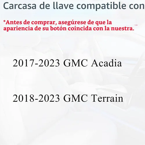 Vista 2 de SUPALAND Carcasa de Repuesto para Llavero Compatible con GMC Terrain Acadia 2017 2019 2020 2021 2022 2023 Control Remoto de Entrada sin Llave