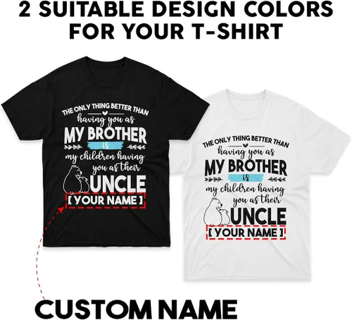 Vista 2 de AizelMae Camiseta personalizada con nombre, texto en color, cita de mi hermano y tío, diseño de tus propias camisas a juego, ropa de disfraz