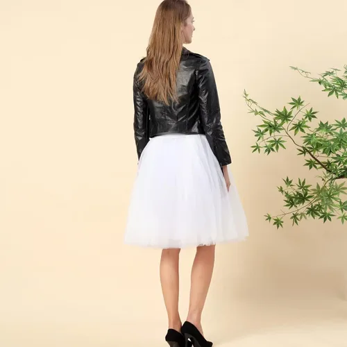 Vista 4 de Falda midi de tul de malla para adultos, longitud hasta la rodilla, falda de tul en capas para mujer, tutú de cintura alta para niña