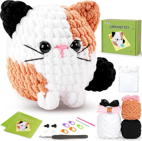 Vista 11 de Kit de ganchillo para gatos para principiantes, 3 piezas, kits de ganchillo para gatos, regalos de agradecimiento para profesores para mujeres, kit
