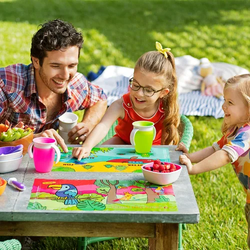 Vista 6 de Munchkin® Story Mat™, manteles individuales desechables sin BPA para niños, paquete de 18, 2 diseños