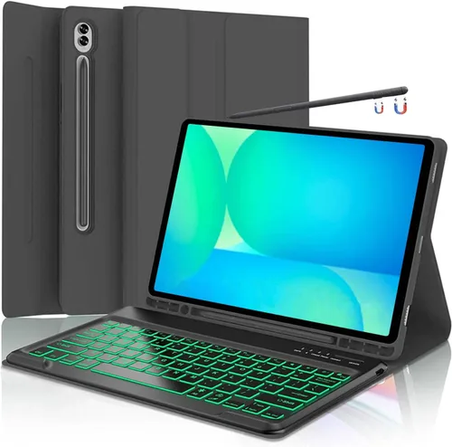 Vista 10 de Funda para teclado para Samsung Galaxy Tab S6 Lite de 10.4 pulgadas 2024 2022/2020 SM-P610/P613/P615/P619, funda para teclado Bluetooth inalámbrico
