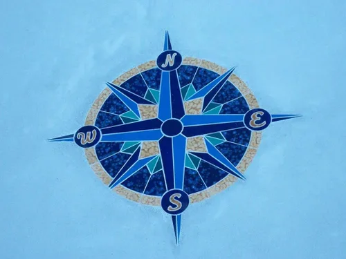 Vista 3 de Rose Compass 1 mosaico de cerámica para piscina (24 x 24 pulgadas)