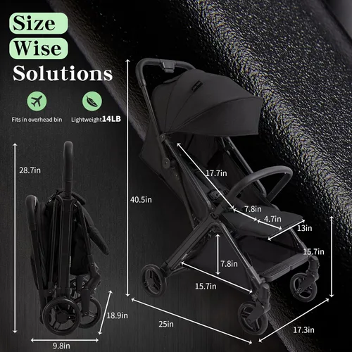 Vista 6 de COOL KIDS Cochecito de bebé con sombrilla, cochecito de bebé con pliegue automático, cochecitos de bebé con toldo solar emergente, artículos