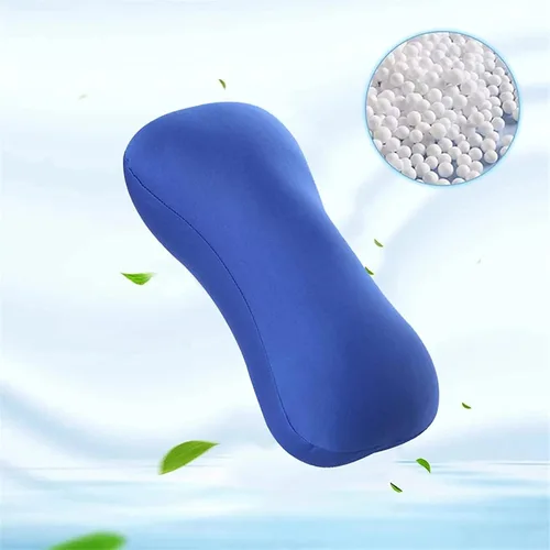 Vista 4 de Emivery 2 almohadas blandas de microperlas para cama de frijol, almohada de tubo de apoyo para el cuello de viaje, almohada de espuma viscoelástica