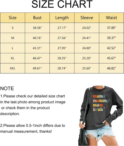 Vista 6 de Sudadera para mujer con cuello redondo para mamá mamá mamá mamá camiseta divertida de manga larga con cuello redondo