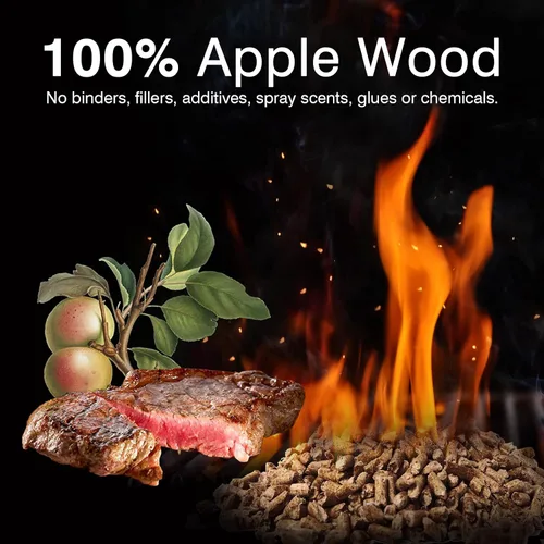 Vista 3 de Tangkula Pellets de madera de manzana 100% natural, pellets de cocina de madera de manzano con sabor a manzana ahumada para asar al aire libre