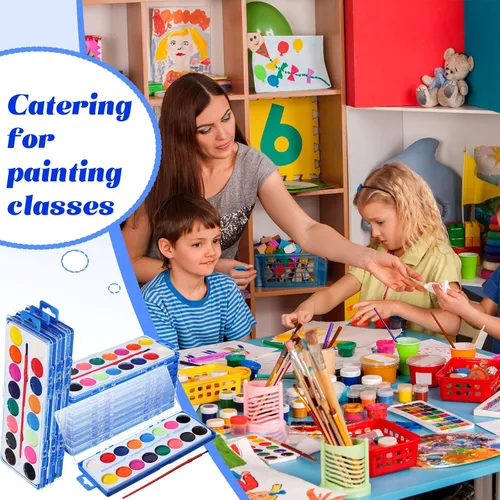 Vista 6 de Jexine Juego de 48 pinturas de acuarela de 16 colores, lavable a granel, pintura de acuarela con pinceles para adultos, actividades artísticas