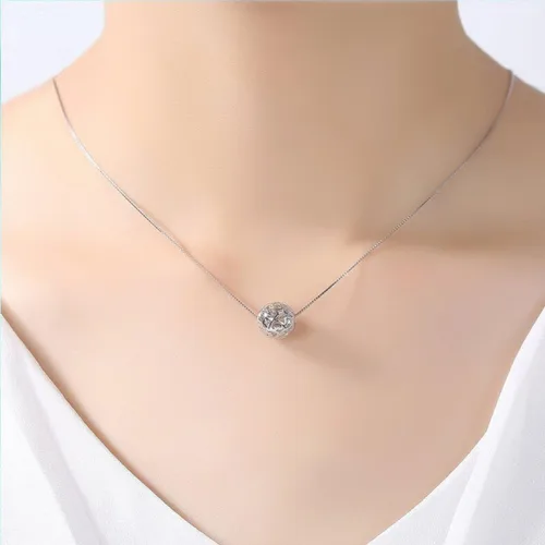 Vista 3 de Collares Merdia 925 de plata esterlina con cadena de esferas y pendiente para mujer dijes