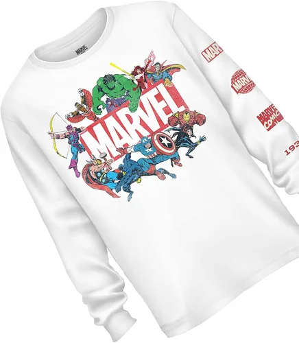 Vista 3 de Marvel - Camiseta de manga larga para hombre Spiderman Ironman Capitán América y Hulk Tee Comics de manga larga