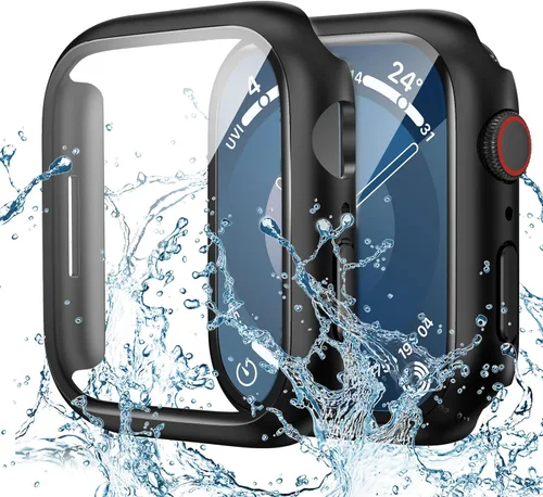 Vista 20 de Goton - Funda impermeable para Apple Watch 38 mm Series 3 2 1, protector de pantalla de vidrio templado, protección completa de policarbonato duro