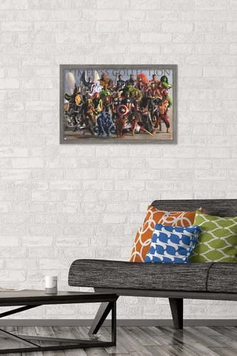 Vista 2 de Marvel Comics Group - Póster de pared, 22.4 pulgadas de largo x 14.7 W, versión enmarcada de madera de granero