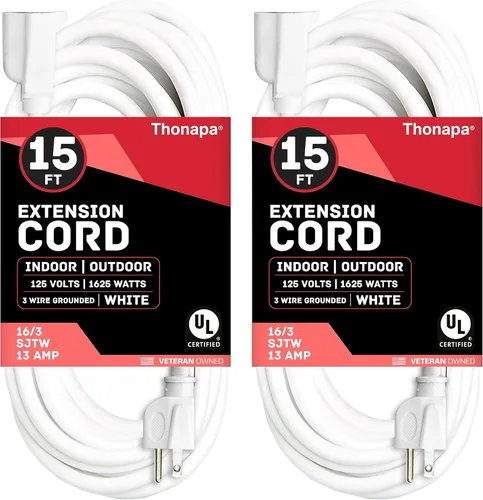 Vista 11 de Thonapa Cable de extensión de 6 pies para exteriores e interiores, 16/3 SJTW resistente a la intemperie, resistente al agua, cable eléctrico blanco