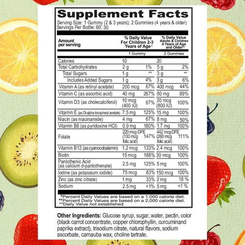 Vista 5 de Go Healthy - Gomitas multivitamínicas para niños, vitaminas vegetarianas de gomitas, sin OMG, sin gluten, Kosher y halal, 30 porciones