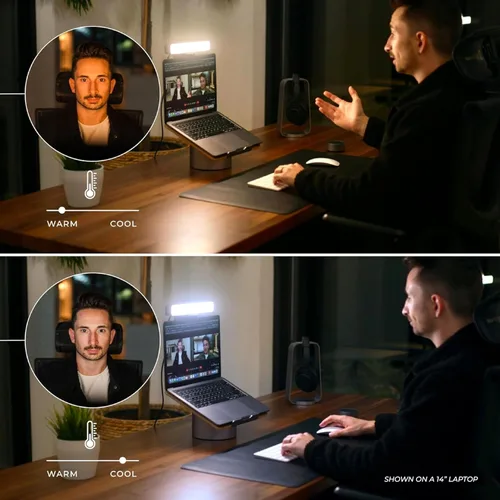 Vista 5 de HumanCentric Iluminación de videoconferencia premium para videollamadas, HighBeam Pro Light para reuniones de zoom y transmisión, luz de anillo