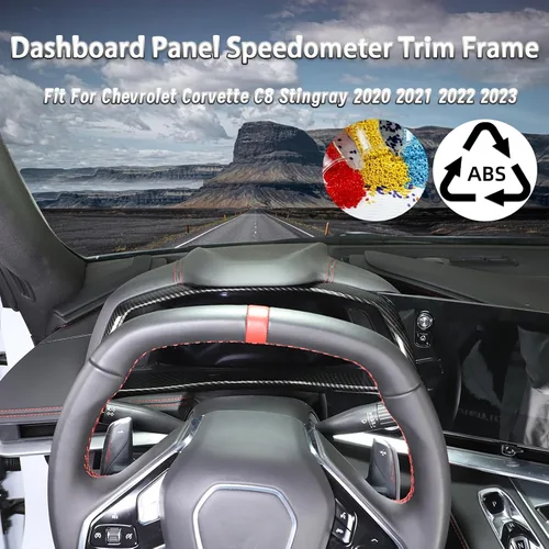 Vista 2 de Sekhyna Marco de panel de tablero compatible con Corvette C8 Stingray 2020-2023 ABS 1 pieza de accesorios de marco de velocímetro electrónico