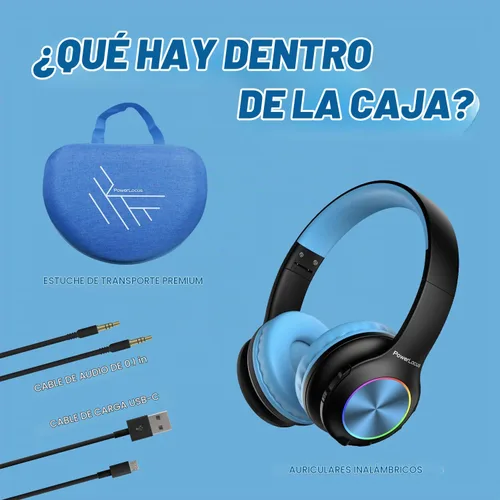 Vista 8 de PowerLocus PLED Auriculares Bluetooth para Niños, Auriculares Inalámbricos para Niños con Luces LED, Volumen Seguro de 74/85/94dB, Micro SD, Cable