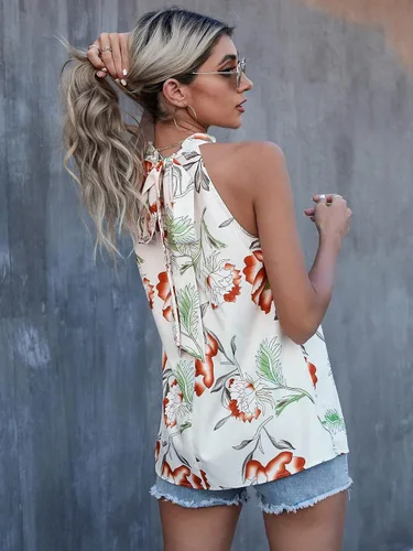 Vista 2 de WDIRARA Camiseta sin mangas con estampado de leopardo para mujer