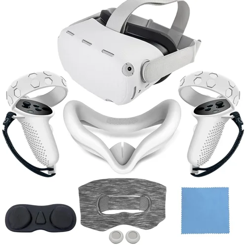 Vista 10 de JYMEGOVR for Oculus Quest 2 Silicone Cover, Protective Cover Accessories for Meta VR, Multi Colors Soft Shell Skin, Controller Grips & Face Cover