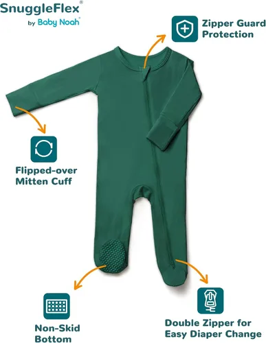 Vista 3 de SnuggleFlex - Pijama con pies para bebé con puños de manopla, rayón de bambú suave