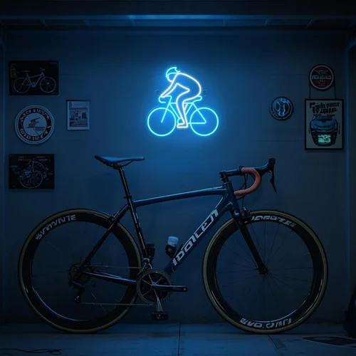 Vista 5 de CoolGift Mart Letrero de neón para bicicleta, decoración de pared definitiva para entusiastas del deporte, luz LED regulable para dormitorio, sala
