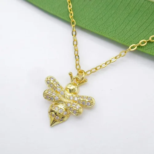 Vista 3 de Hiqmic 925 Sterling Silver Cute Bee Zirconia Pendant Necklace White Gold Plated Fashion Jewelry Gift 16"-18" WK99048