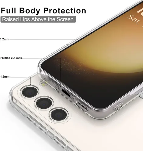 Vista 4 de Vanjua Funda transparente para Samsung Galaxy S22 5G, paquete de 2 fundas protectoras de silicona suave delgada de cuerpo completo compatible