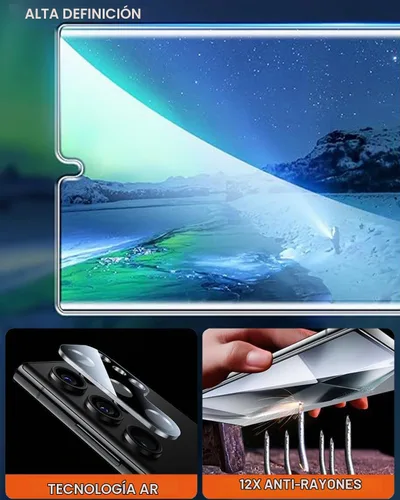 Vista 5 de Protector de pantalla de privacidad compatible con Samsung Galaxy S24 Ultra, vidrio templado con protector de lente de cámara, compatible