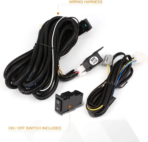 Vista 6 de PM PERFORMOTOR Lente ámbar parachoques delantero conducción luz antiniebla/lámpara+interruptor compatible con Frontier/Sentra 01-04