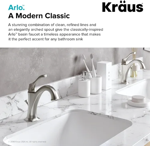 Vista 4 de KRAUS KBF-1201SFS Arlo - Grifo de baño con barra de elevación y placa de cubierta, acero inoxidable All-Brite sin manchas (paquete de 2)