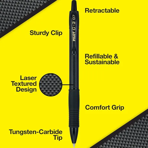 Vista 7 de PILOT G2 Edge - Bolígrafos de gel premium surtidos, bolígrafos de punta fina de 0.7 mm, experiencia de escritura sensorial, caja de 8