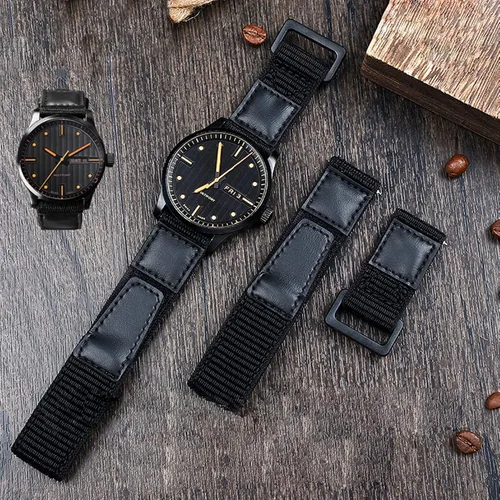 Vista 2 de NRYCR Nylon nato watch strap for S-eiko no.5 007 m-ido,For Samsung Gear S3,For huaweiGT2 sport watchband 22mm Classic black watch band