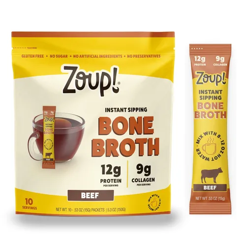 Vista 11 de Zoup! Mezcla de caldo de huesos para sorber instantáneo, carne de res, 0.53