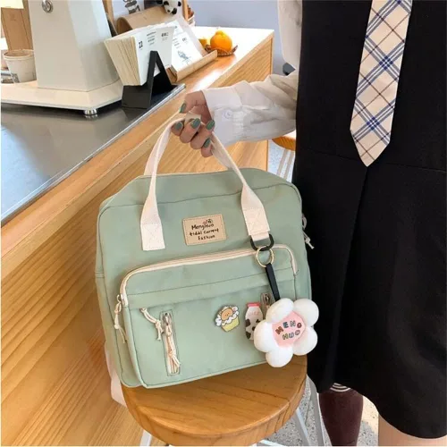 Vista 6 de JELLYEA Mochila Kawaii linda bolsa de mano con accesorios de flores alfileres Kawaii para niñas mochila escolar Mochilas tipo mochila