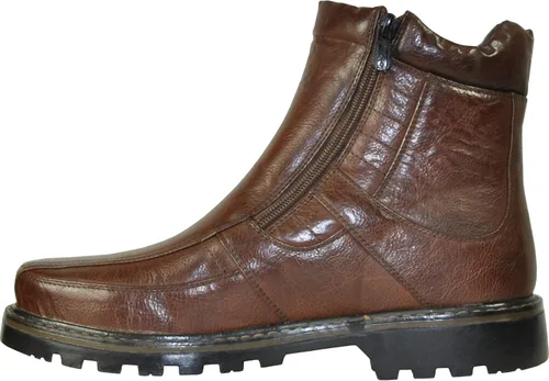 Vista 6 de bravo! Botas de invierno para hombre DEAN con forro de piel y doble cremallera, color negro y marrón, Marrón