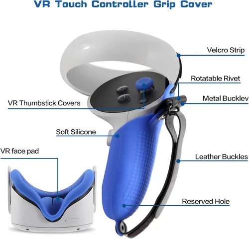 Vista 2 de VR Accessories for Oculus Quest 2 Controller Grips,VR Controller Grip Cover and 2Pcs VR Silicone face Cover