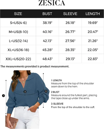 Vista 5 de ZESICA Women's 2024 Fall Lapel Collar V Neck Long Sleeve Ribbed Knit Comfy Loose Casual Pullover Sweater Jumper Top