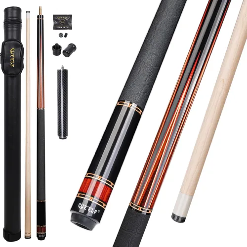 Vista 13 de CUEELF Taco de billar profesional con incrustaciones hechas a mano para adultos Solid Brass Joint Low Deflection Shaft 12.5mm Pro Tip & Inlay Ring
