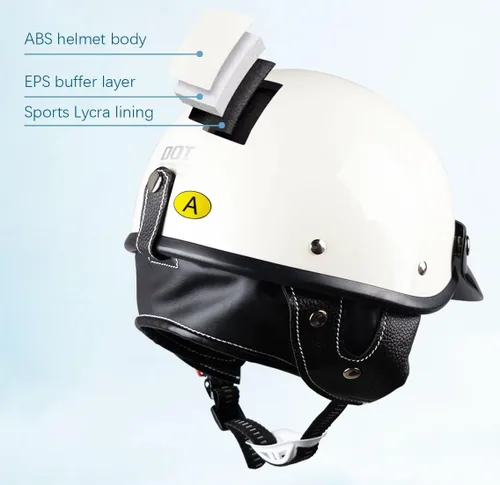 Vista 3 de Medio casco de motocicleta retro abierto medio casco casco de motocross para ciclismo, motocross, crucero, bicicleta, scopper, para hombres