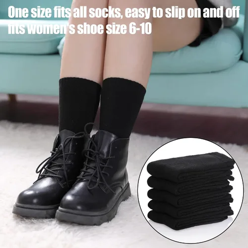 Vista 3 de SDBING Women's Thick Cotton Socks Soft Cotton Winter Warm Crew Socks for Women