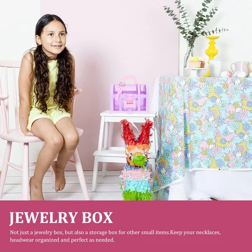 Vista 5 de Joyero para niños, 2 piezas, caja de tesoros para niña, caja de tesoros, caja de tesoros para bebé, caja de tesoros, caja de juguete, organizador