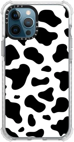 Vista 2 de CASETiFY Ultra Impact - Funda para iPhone 12 Pro Max (protección contra caídas de 9.8 pies), estampado de vaca, transparente