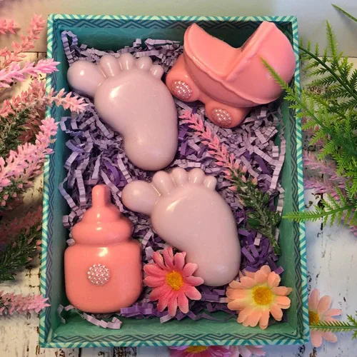 Vista 5 de Paquete de 2 moldes de silicona para bebés, moldes para hornear con temática 3D de baby shower, herramientas de decoración de pasteles
