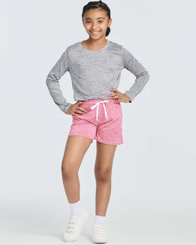 Vista 6 de Real Essentials Paquete de 4 pantalones cortos para correr de rendimiento atlético para niñas con cordón y bolsillos