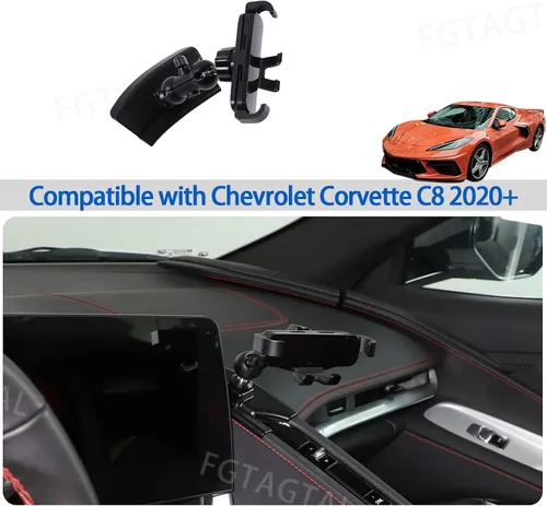 Vista 6 de Soporte de teléfono para automóvil para Chevrolet Corvette C8 2020-2025, soporte de teléfono celular para consola central, panel lateral de aire
