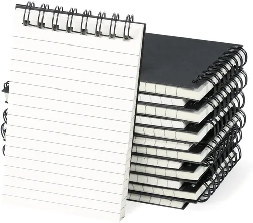 Vista 9 de Paquete de 8 cuadernos de bolsillo en espiral de 3 x 5 pulgadas, bloc de Negro