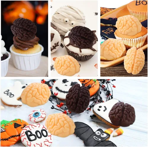 Vista 5 de JOGILBOY Molde de silicona 3D para cerebro humano, forma de órgano, corazón sangriento, bricolaje, fondant, pudín, gelatina, caramelo, chocolate