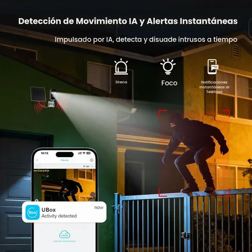 Vista 4 de WiFi Solar Security Cameras Wireless Outdoor-4 Pack, 2K