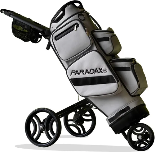 Vista 10 de PARADAX Bolsa de golf todo en uno A1-1 - Carrito integrado dentro de la bolsa. El carrito se esconde dentro de la bolsa de golf en cuestión